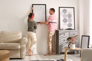 Couple decorating their apartment in Reno, Nevada